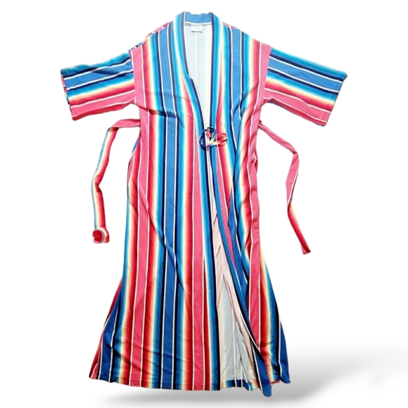 JCPENNY 1976 Spring Summer Kimono Robe Rainbow Longline Slinky Drappy Vintage - Picture 4 of 14